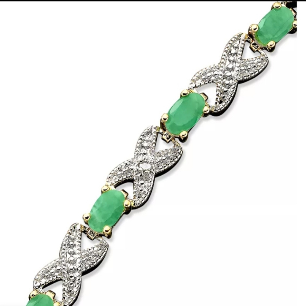 XO Bracelet Emerald (3 ct. t.w.) Gold Over 925 Silver